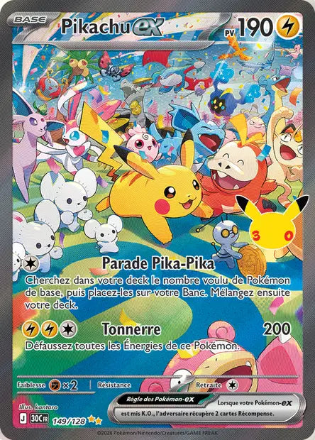 149/128 Pikachu ex - 30 Ans