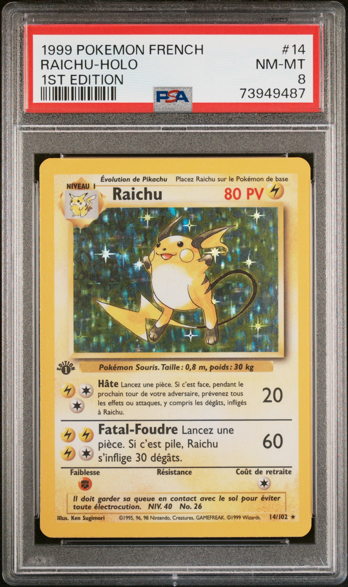 [GRADE] [PSA 8] 014/102 Raichu