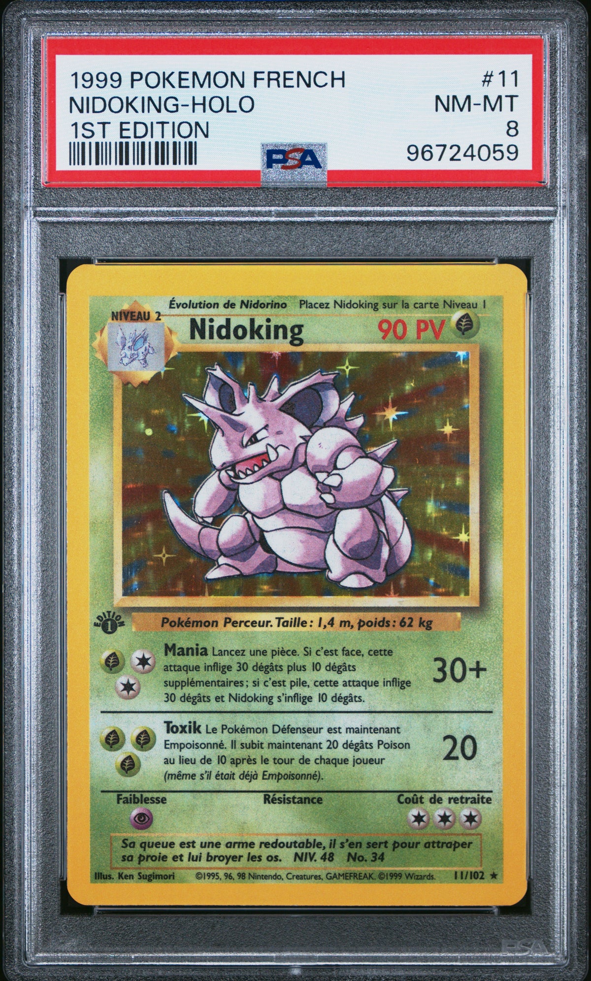 [GRADE] [PSA 8] 011/102 Nidoking