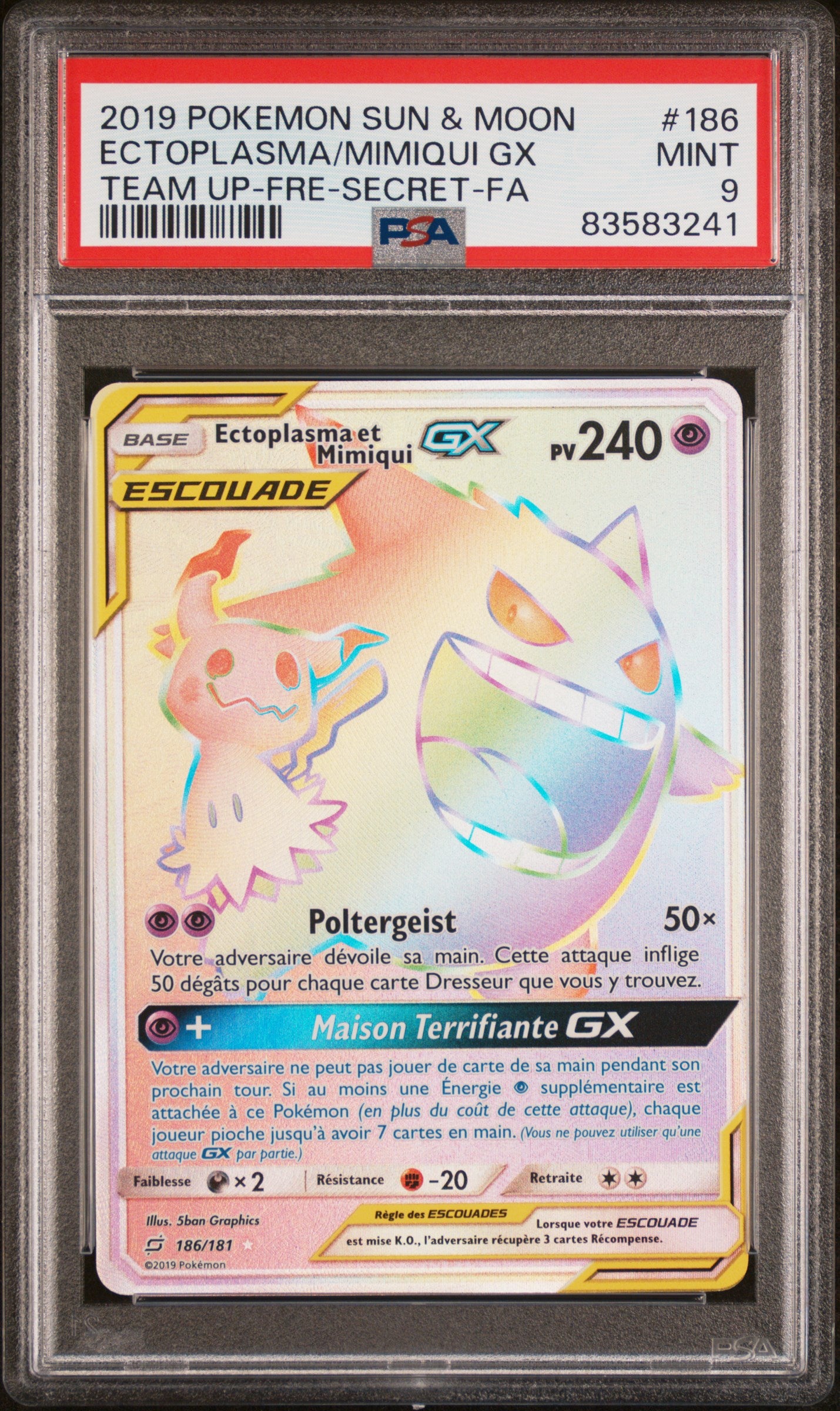 [GRADE] [PSA 9] 186/181 Ectoplasma & Mimiqui GX