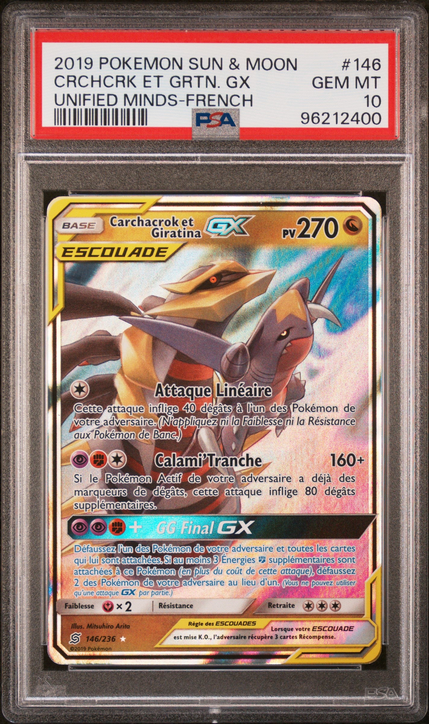 [GRADE] [PSA 10] 146/236 Carchacrok & Giratina - Face avant - Cert 96212400