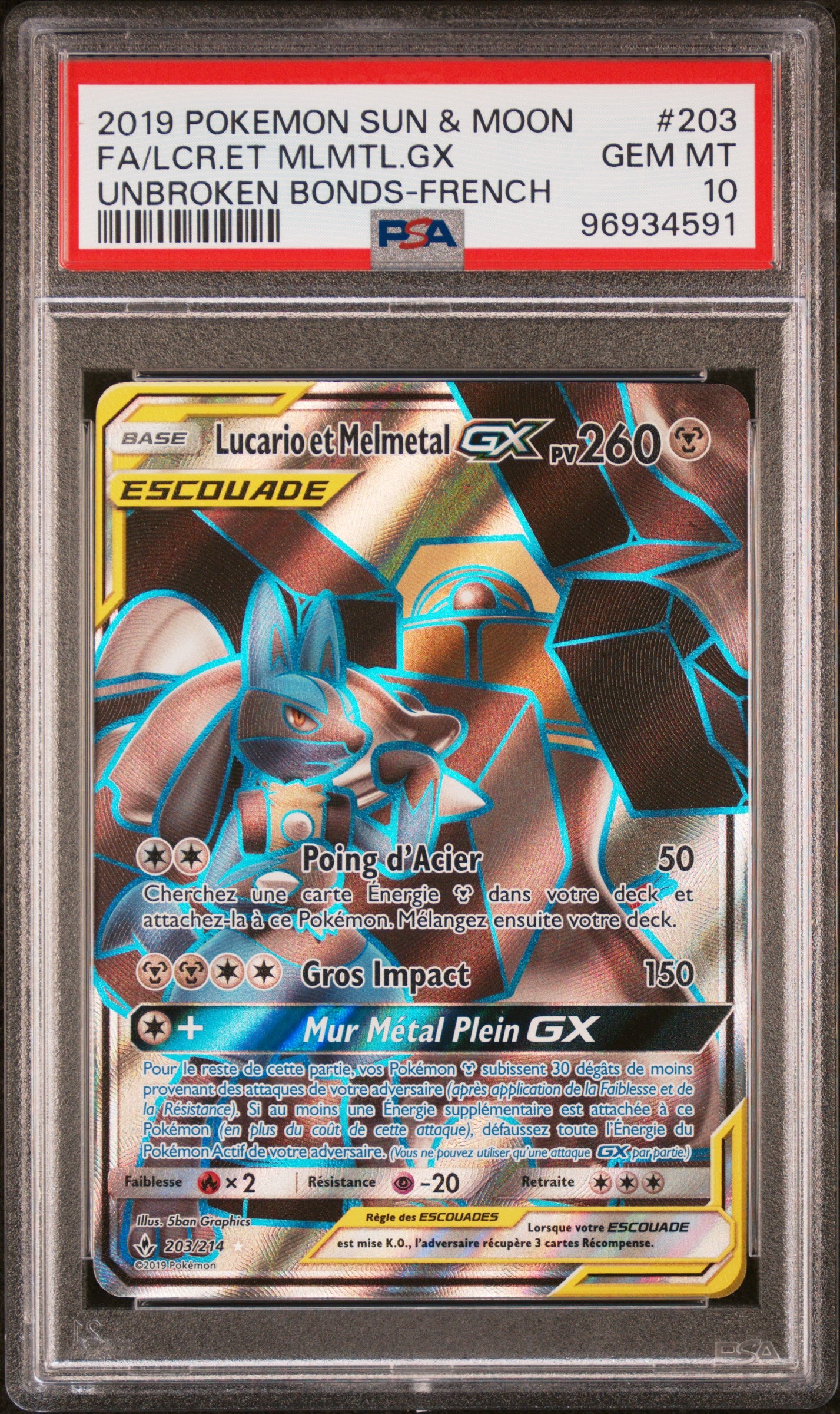 [GRADE] [PSA 10] 203/214 Lucario & Melmetal - Face avant - Cert 96934591