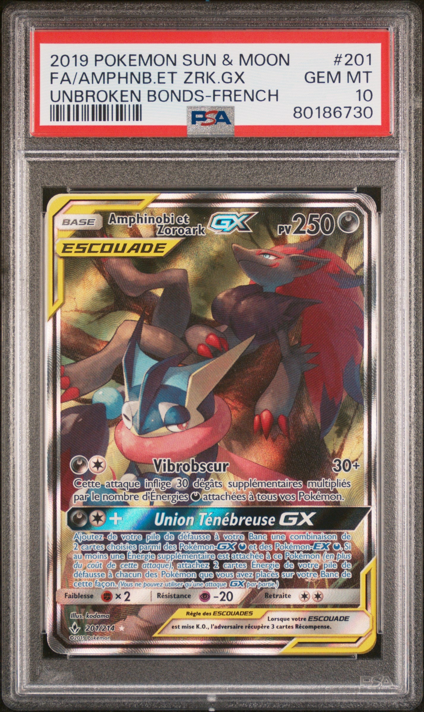 [GRADE] [PSA 10] 201/214 Amphinobi & Zoroark