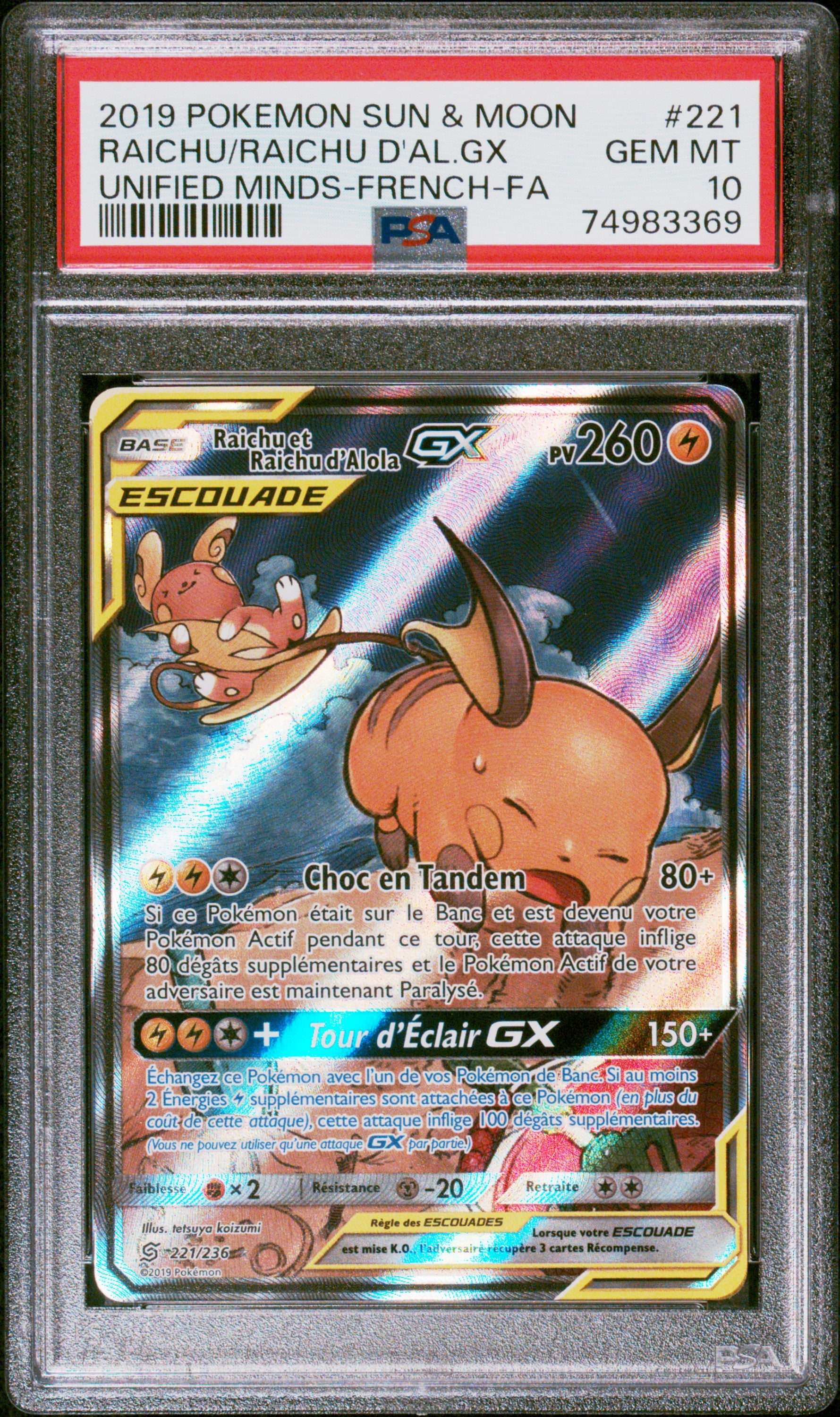 [GRADE] [PSA 10] 221/236 Raichu & Raichu d'Alola