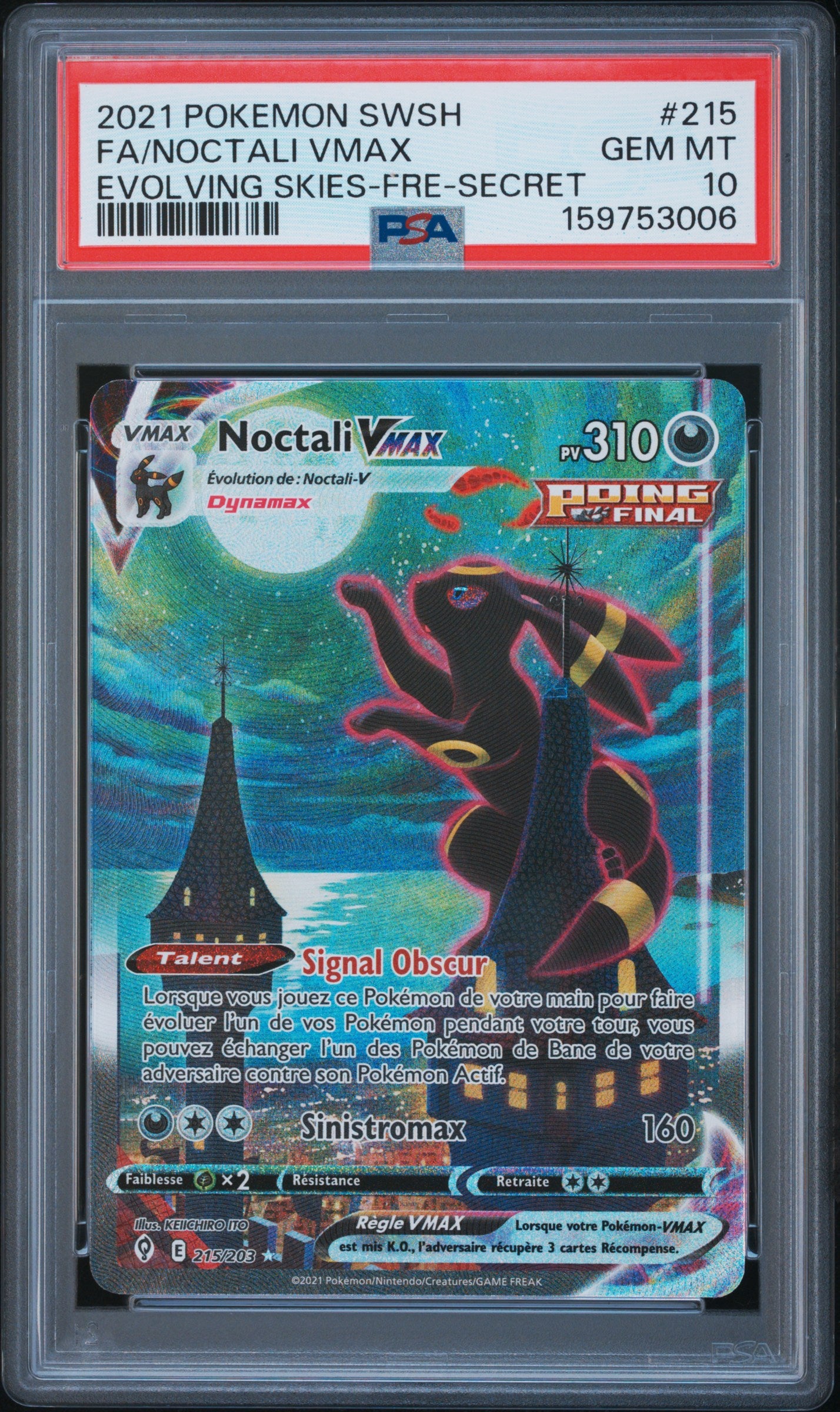 [GRADE] [PSA 10] 215/203 Noctali Vmax