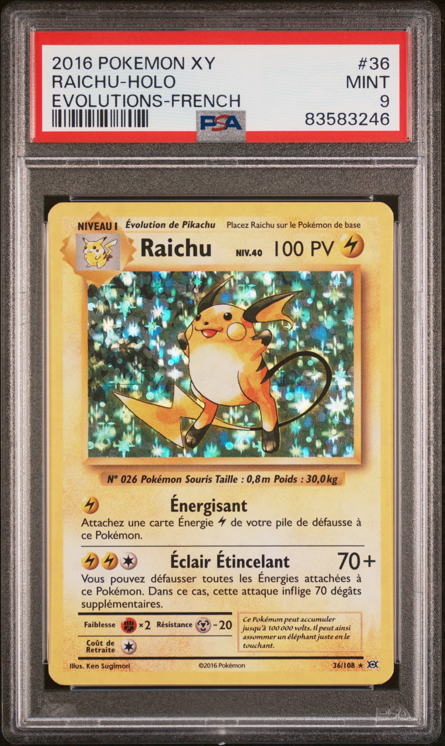 [GRADE] [PSA 9] 036/108 Raichu