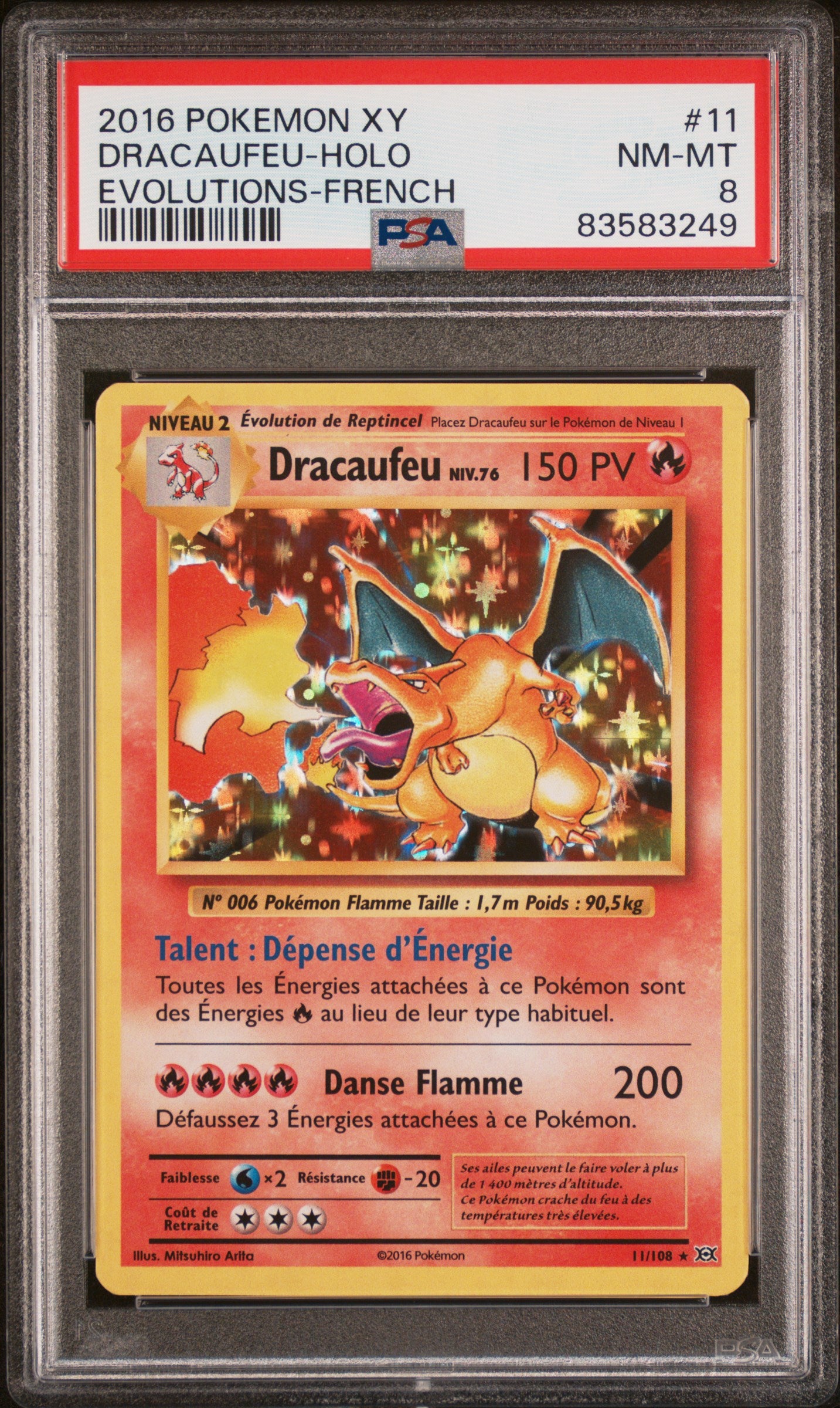 [GRADE] [PSA 8] 011/108 Dracaufeu